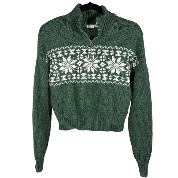PacSun Sweaters - Pacsun L.A. Hearts Green Holiday Cropped Sweater Size Medium